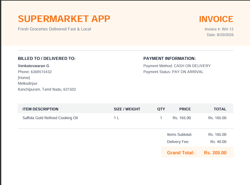 SuperMarket App – Online Grocery Shopping & Order Management System screenshot 11